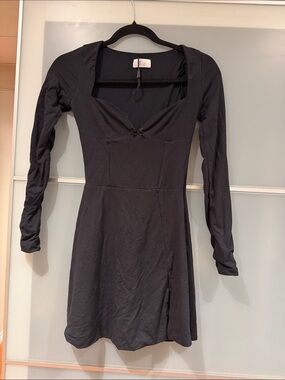 Oh Polly | Dresses | Long Sleeve Cut Out Mini Dress In Midnight Black